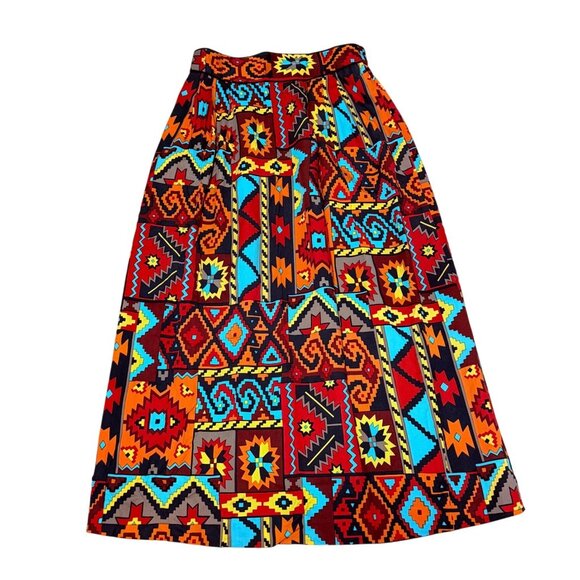 Doncaster Geometric ALine Skirt Size 8 Patchwork VTG Southwest Style Ethnic Boho - Picture 2 of 12